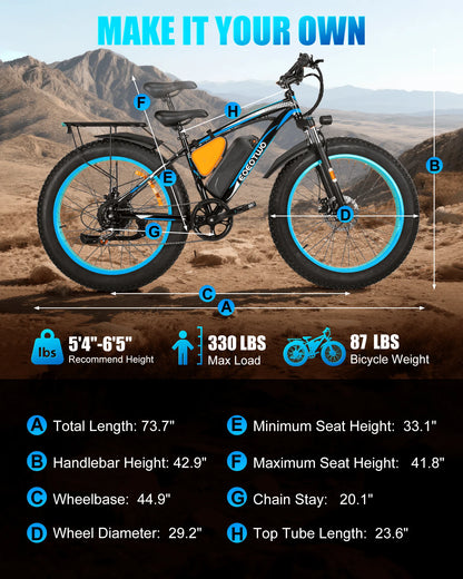 1500W Peak Electric Mountain Bike for Adults,