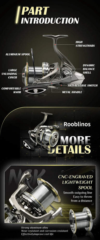 Stainless Steel Bearing Spinning Fishing Reel  25KG Powerful Reel Saltwater Fresh Water Drag