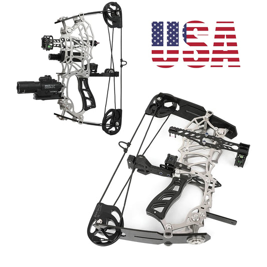 15-32lbs Adjustable Archery Compound Bow Carbon Fiber Grip Right Hand Beginners Teen Youth Target Practice Shooting Pulley Bow