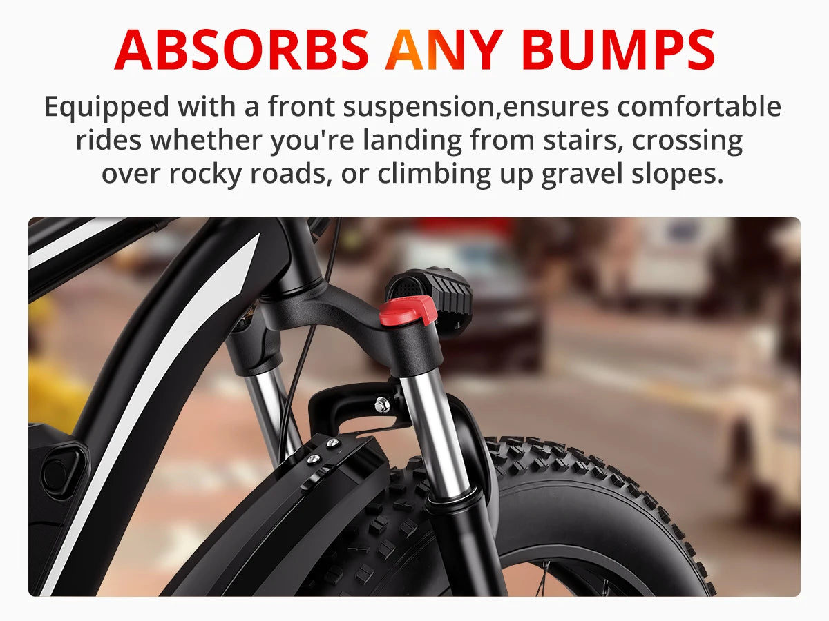 EB26 Electric Bike for Adults 1000W Electric Bicycle 48V 15AH E Bike 26" Fat Tire Mountain 31mph Dual Shock