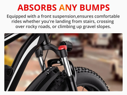 EB26 Electric Bike for Adults 1000W Electric Bicycle 48V 15AH E Bike 26" Fat Tire Mountain 31mph Dual Shock