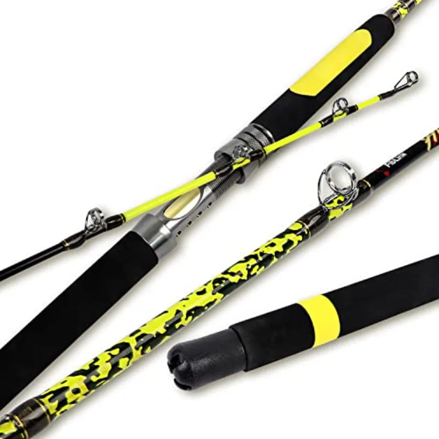 Catfish Fishing Rod 1 Piece 2 Piece Portable Outdoor Angling 6'6 7'6 8' 10'