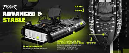 Spatium Fishing Kayak Boat Pedal Drive Sit on Top Pedal Drive Kayak Power System Orientation System, 11'*48"*6",Capacity 660LBS