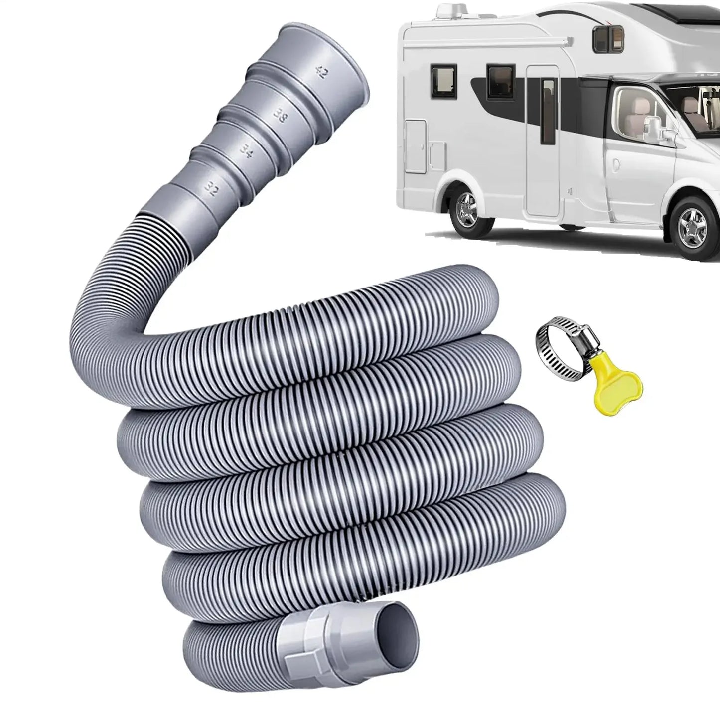 3/4/ 5m Caravan Sewer Pipe Kit Foldable RV Trailer Sewer Hose With Adjustable Adapter And Clamp Leakproof RV Hose Rv Accessories