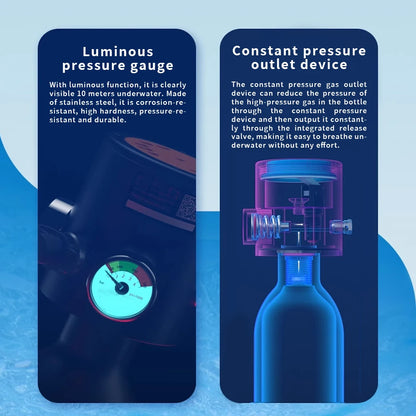 Mini Scuba Tank with Pump Adapter,0.5L Portable Lung Tank Face Snorkel Mask Combo