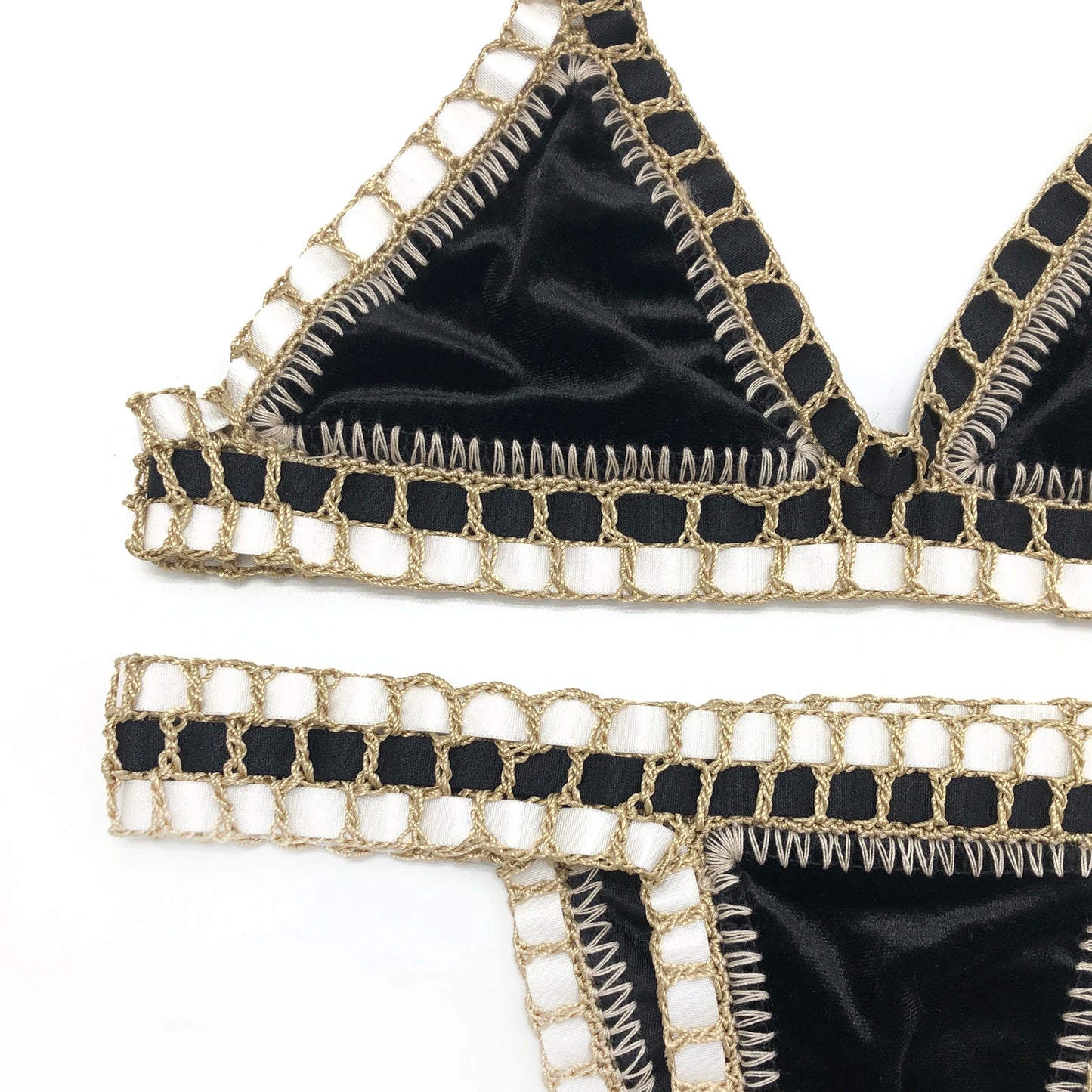 2024 Pink Crochet Handmade Triangle Bikini Set