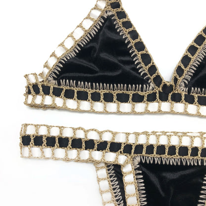 2024 Pink Crochet Handmade Triangle Bikini Set