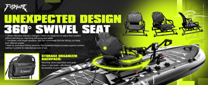 Spatium Fishing Kayak Boat Pedal Drive Sit on Top Pedal Drive Kayak Power System Orientation System, 11'*48"*6",Capacity 660LBS