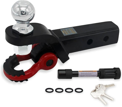 Heavy Duty 2-in-1 Trailer Hitch Ball Mount with Tow Shackle