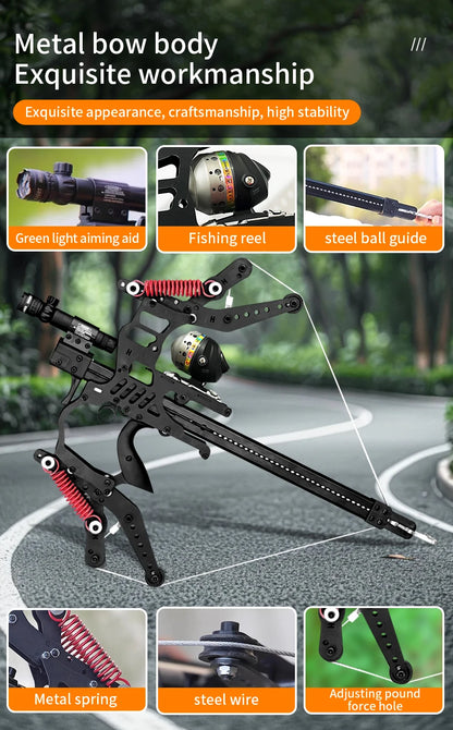 Fire Dragon Dual-Use Compound Bow with Fishing Reel and Sight-Fast Shooting Speed,