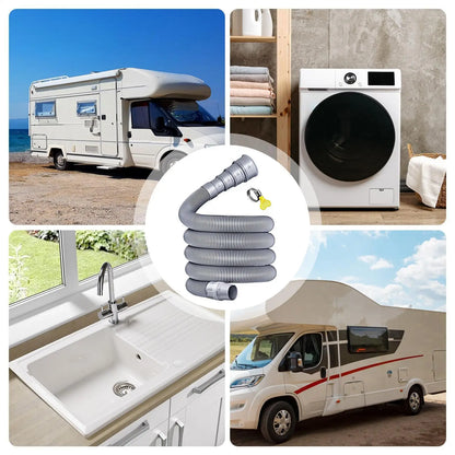3/4/ 5m Caravan Sewer Pipe Kit Foldable RV Trailer Sewer Hose With Adjustable Adapter And Clamp Leakproof RV Hose Rv Accessories