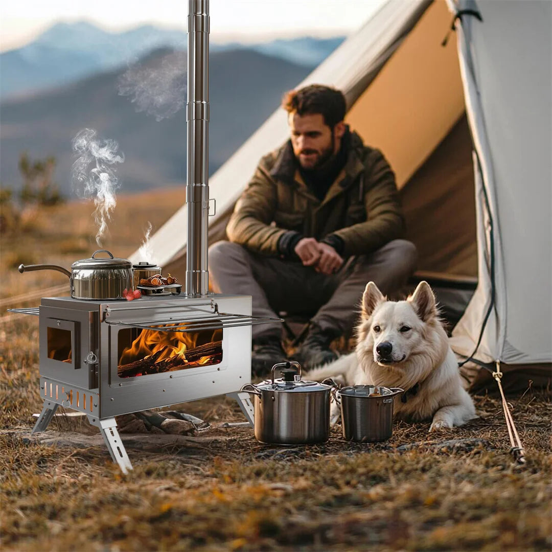 Stainless Steel Outdoor   Burning Stove   Hot Tent Wood Grill
