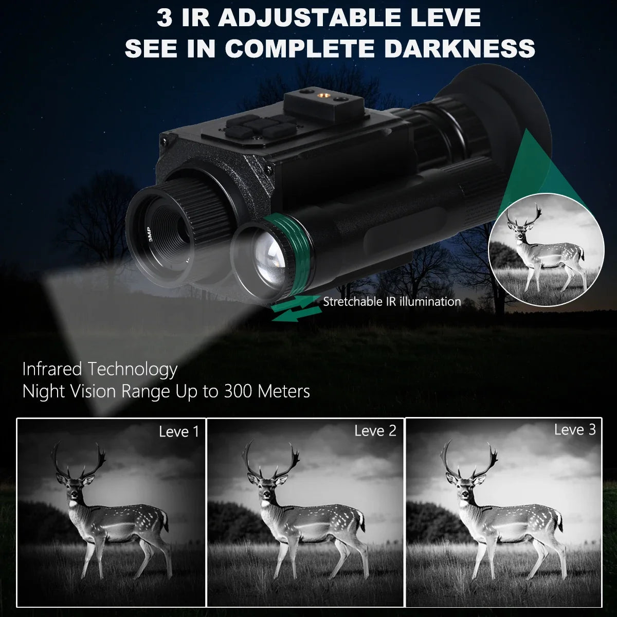 HD 1080P Night Vision Goggles 940nm IR 5X Zoom Night Vision Monocular
