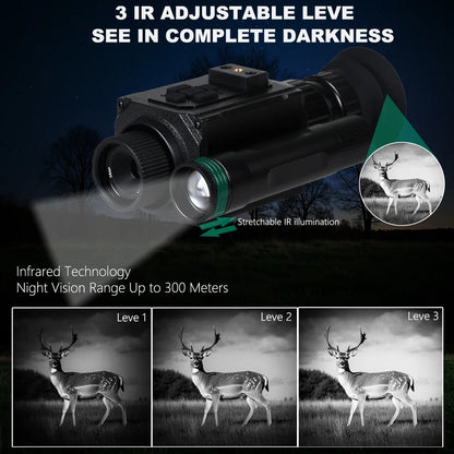 HD 1080P Night Vision Goggles 940nm IR 5X Zoom Night Vision Monocular