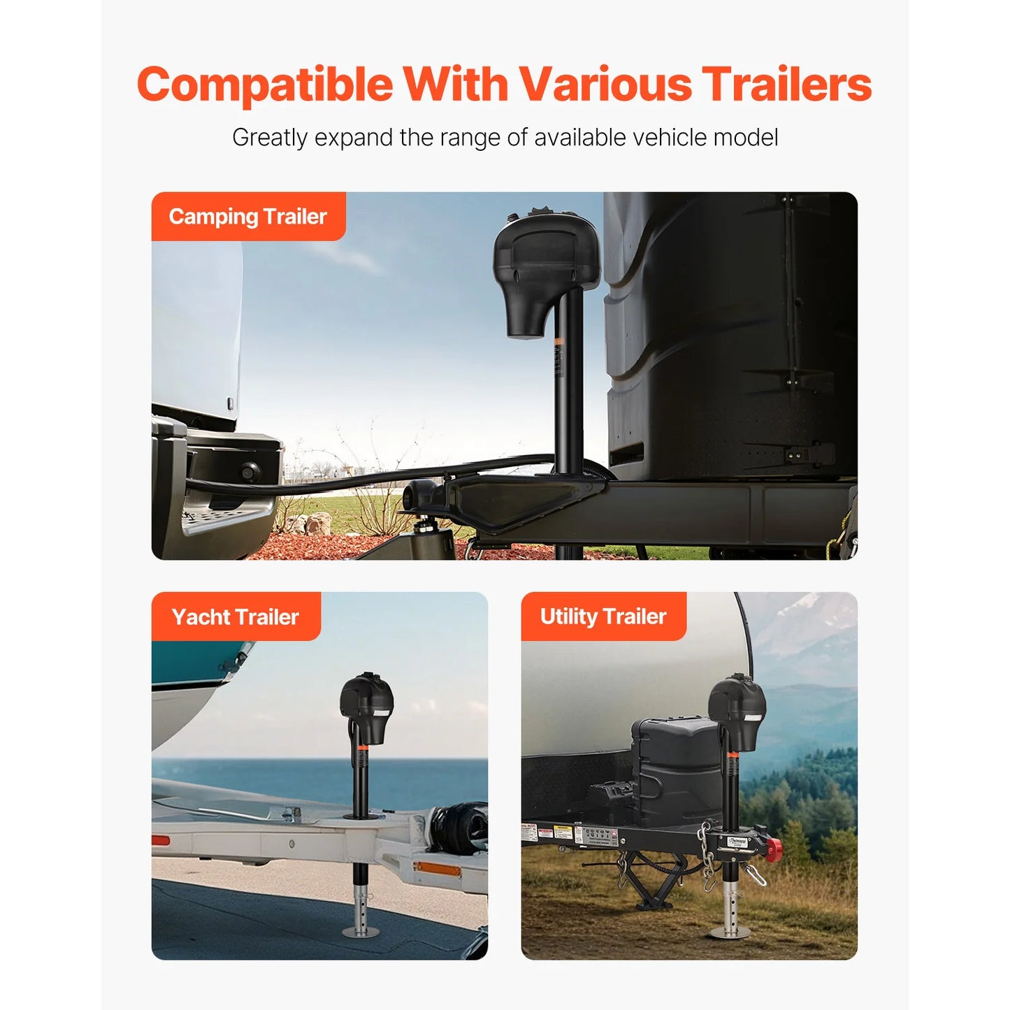 SucceBuy 3500/5000Lbs Electric Trailer Jack RV 12V Tongue Jack with 7-pin Connector & Crank Handle 10"-28.3" Lift for Campers