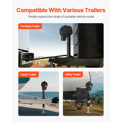 SucceBuy 3500/5000Lbs Electric Trailer Jack RV 12V Tongue Jack with 7-pin Connector & Crank Handle 10"-28.3" Lift for Campers