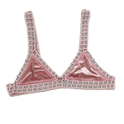 2024 Pink Crochet Handmade Triangle Bikini Set
