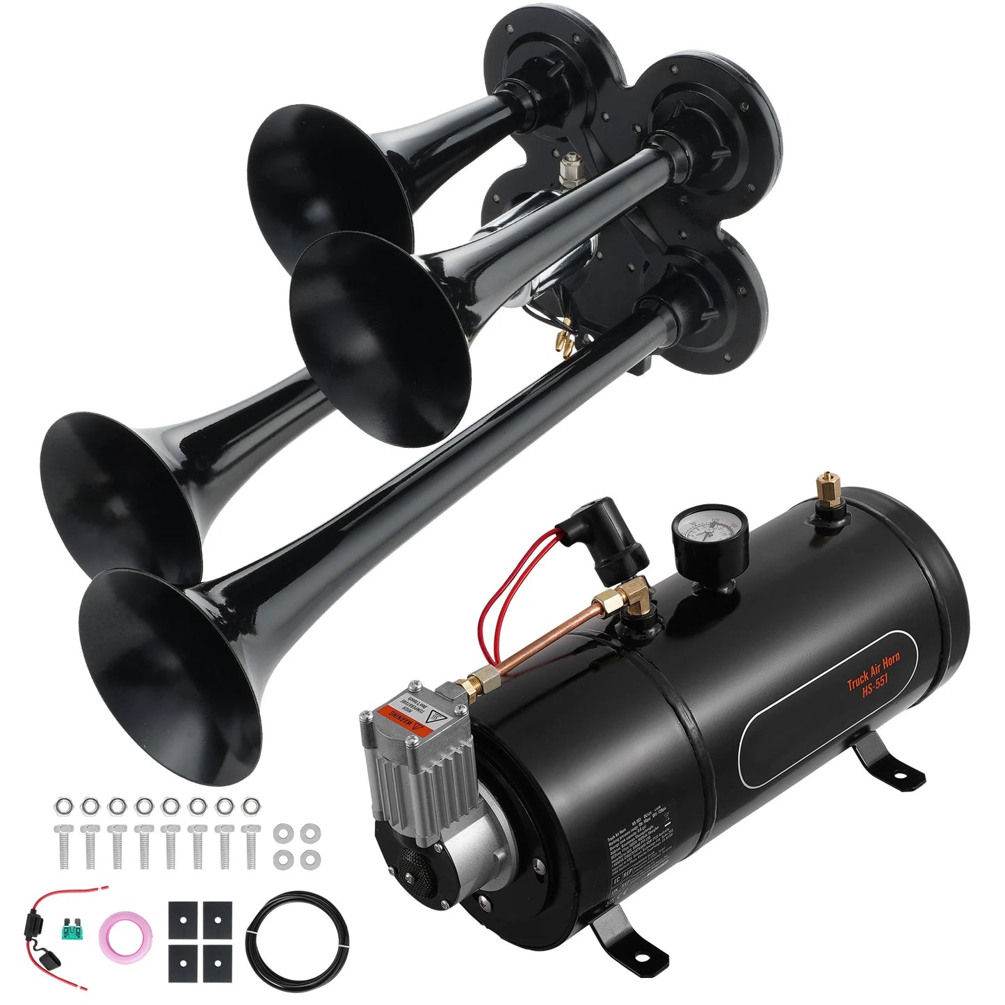 Train Horns Kit, 4 Trumpet Air Horn Kit,