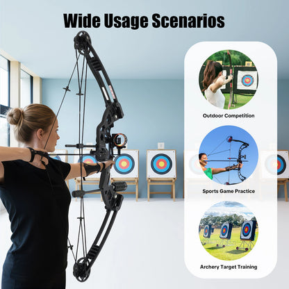Compound Bow Adults, Right Hand, Hunting Kit: 3 Pin Lighted Sight for Hunting,