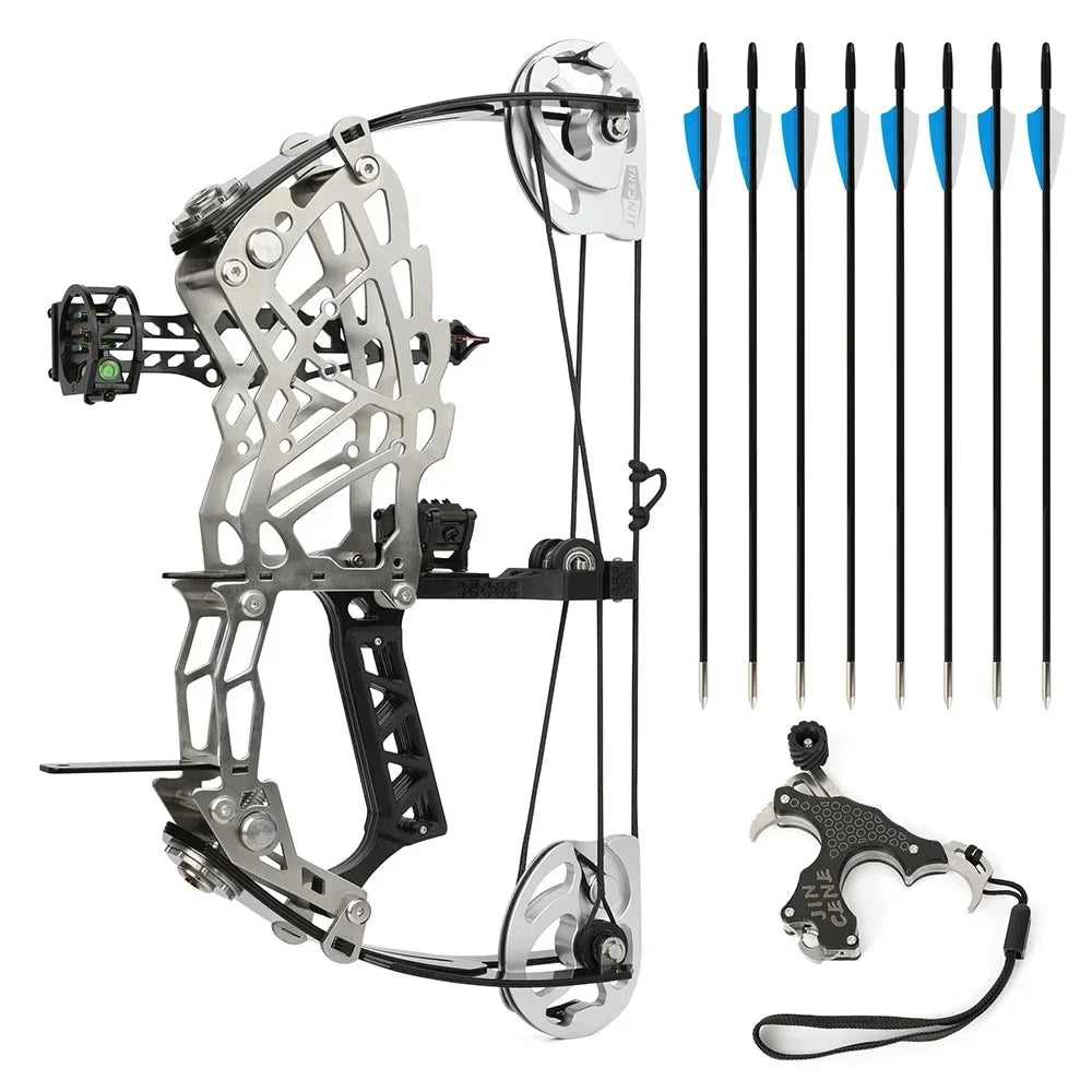15-32lbs Adjustable Archery Compound Bow Carbon Fiber Grip Right Hand Beginners Teen Youth Target Practice Shooting Pulley Bow