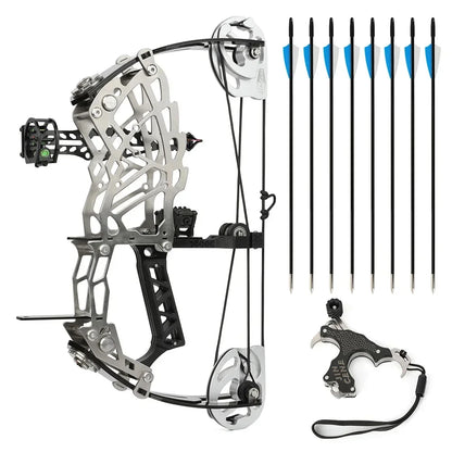 15-32lbs Adjustable Archery Compound Bow Carbon Fiber Grip Right Hand Beginners Teen Youth Target Practice Shooting Pulley Bow