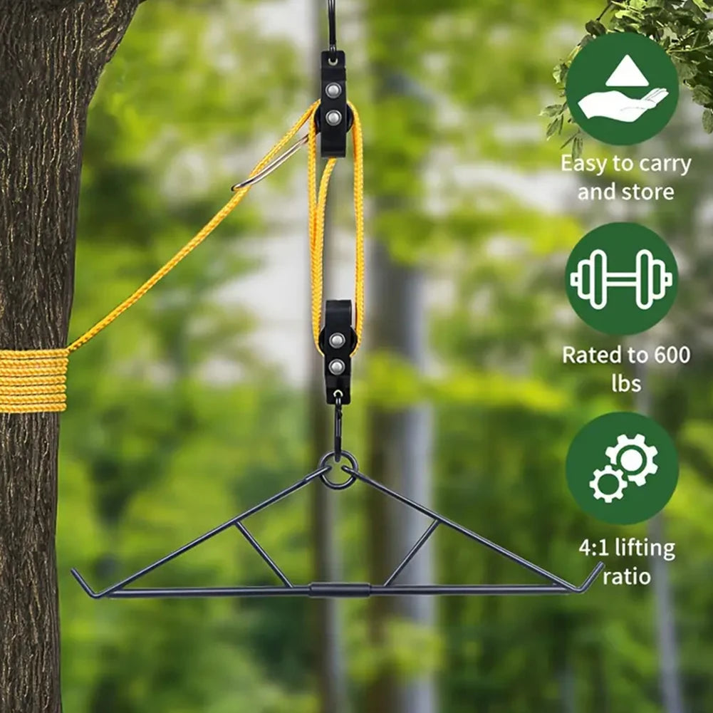 700LB Capacity Elk Hoist Pulley Lift System Deer Hunting Accessories Gift Set