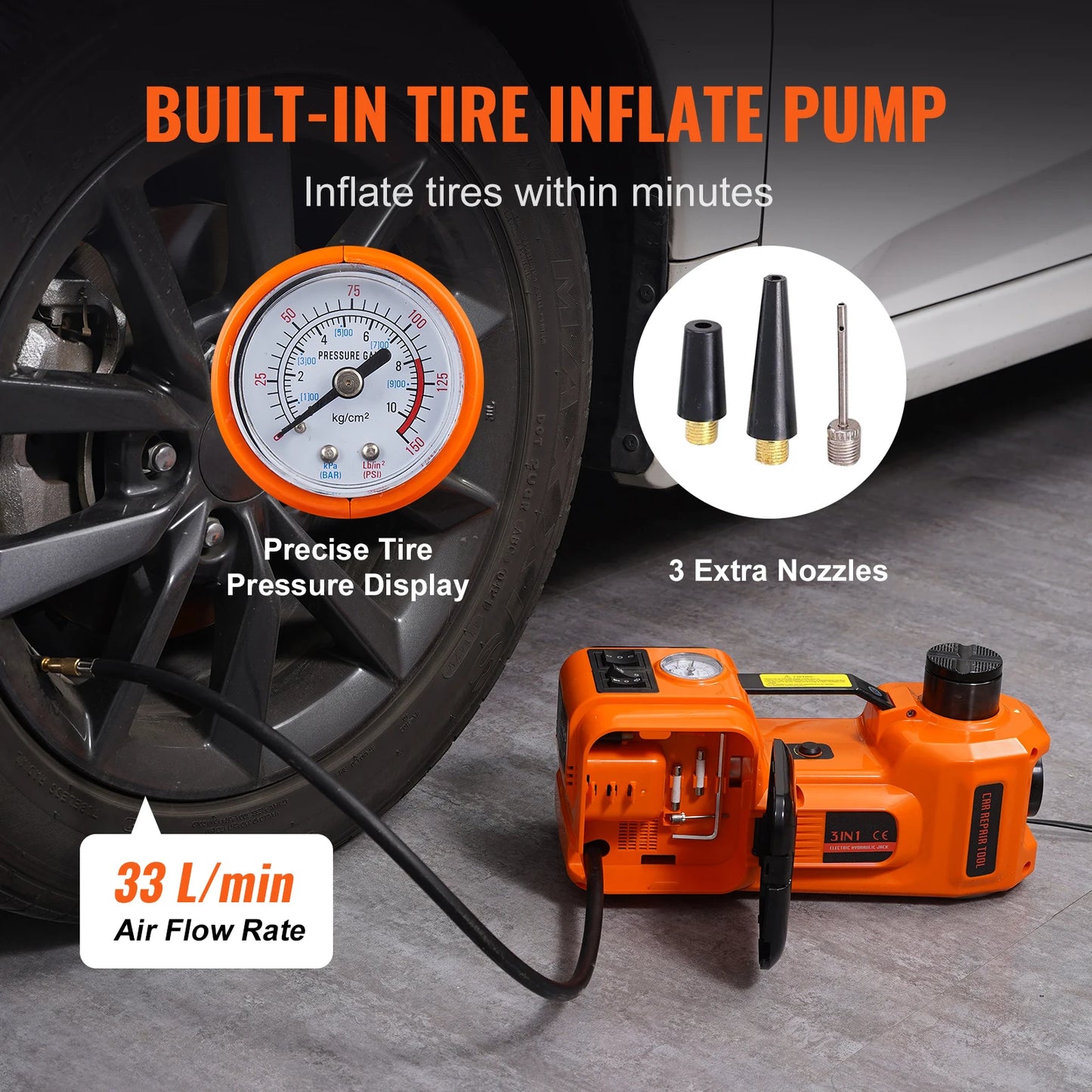 5T Electric Car Jack Hydraulic Car Jack with Built-in Inflatable Pump