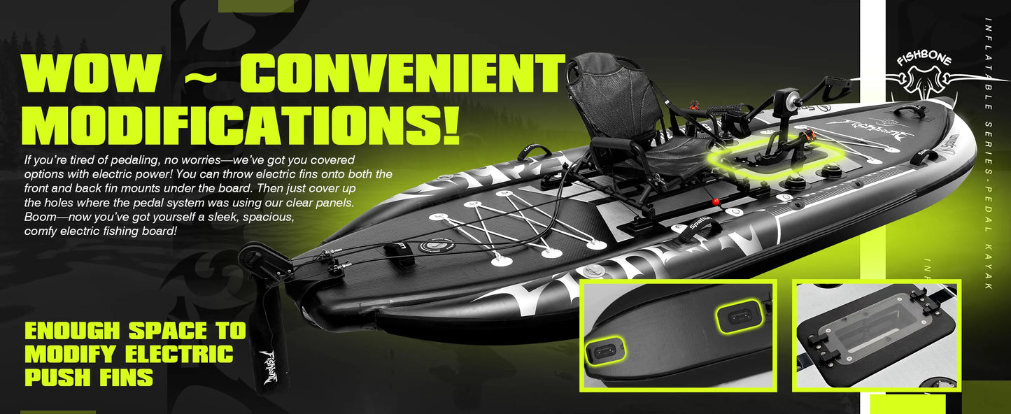 Spatium Fishing Kayak Boat Pedal Drive Sit on Top Pedal Drive Kayak Power System Orientation System, 11'*48"*6",Capacity 660LBS