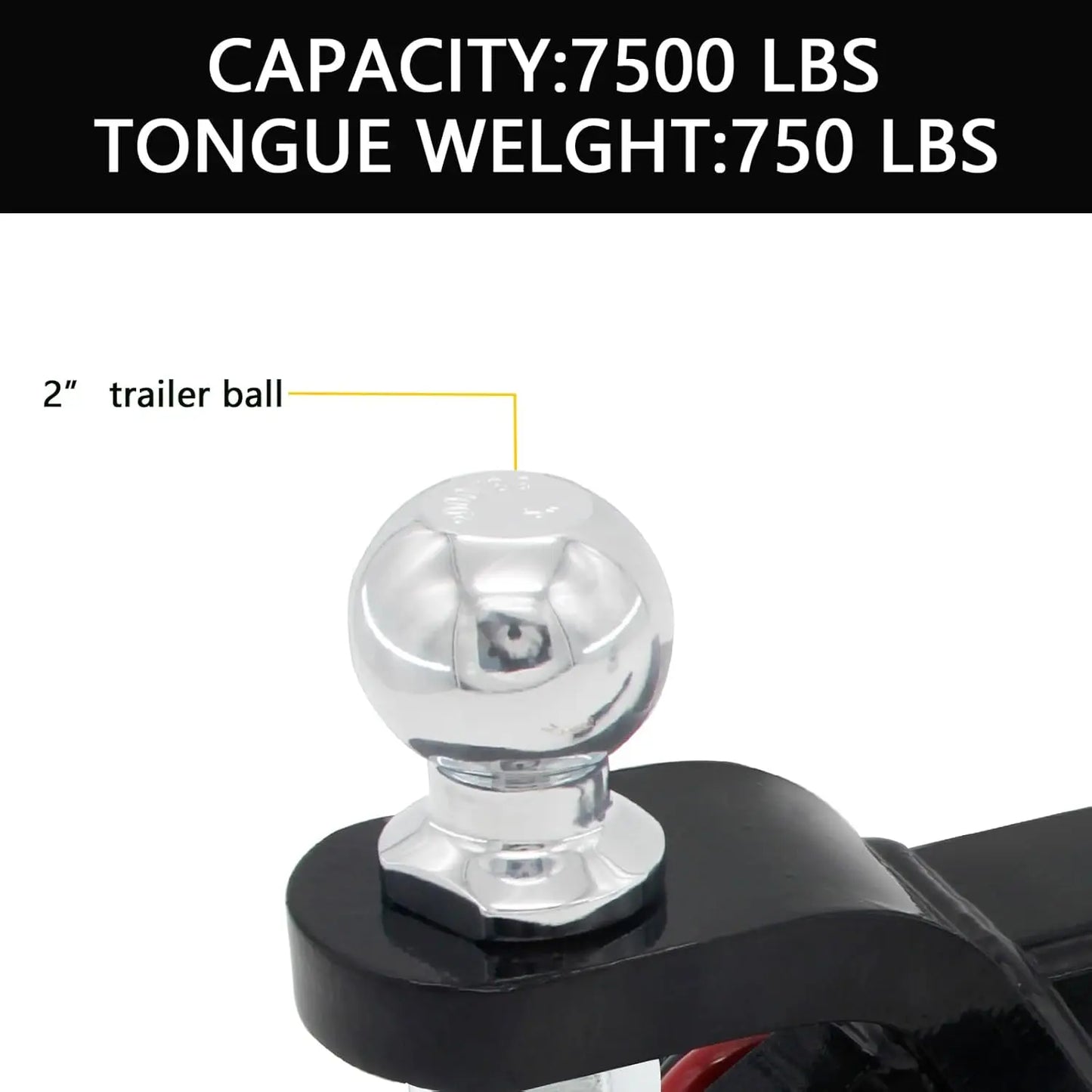 Heavy Duty 2-in-1 Trailer Hitch Ball Mount with Tow Shackle