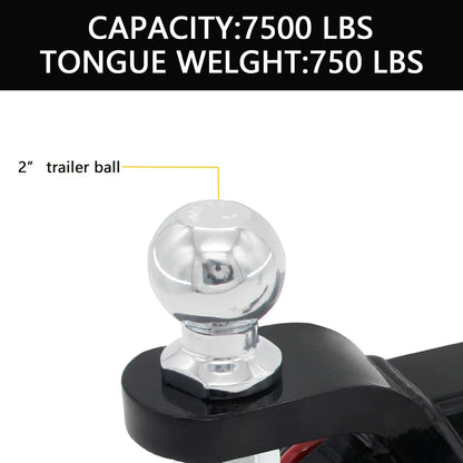 Heavy Duty 2-in-1 Trailer Hitch Ball Mount with Tow Shackle