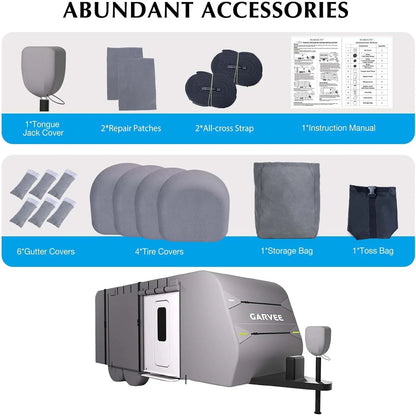 Anti-UV Waterproof All-weather RV Cover For 20-22/24-27/27-30 FT Travel Trailer Windproof Straps Full Protection Accessories