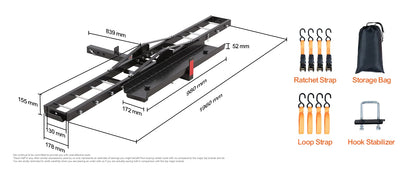 SucceBuy Motorcycle Carrier 2-Bike 600LBS Aluminum Motorcycle Carrier Hitch Mount, Loading Ramp Scooter Dirt Bike Trailer Hauler