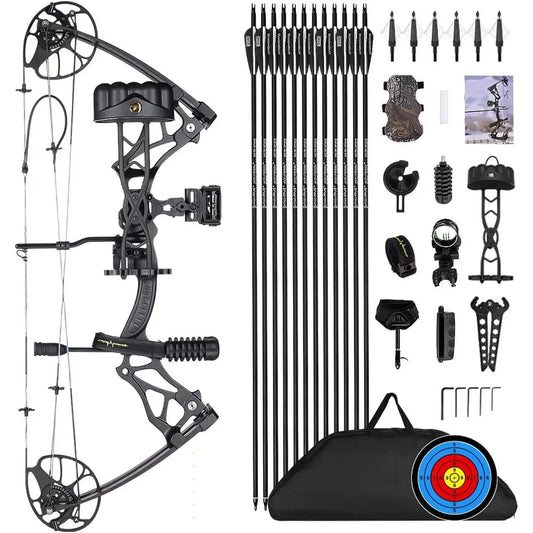 USA-Made Lightweight Compound Bow for Adults & Teens, 0-70 lbs Draw Weight, 23.5-31 Draw Length, Fully Adjustable Archery Huntin