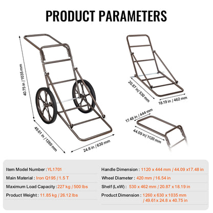 Deer Cart 500 LBS Capacity Folding Game Cart