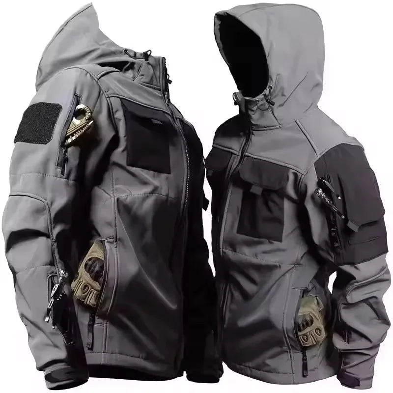 Autumn Winter Tactical Jackets Men Windproof Hooded Outdoor Functional Multi-pockets