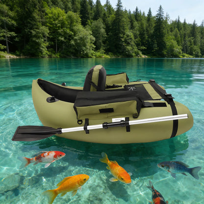 Inflatable Fishing Boat Waterproof Green