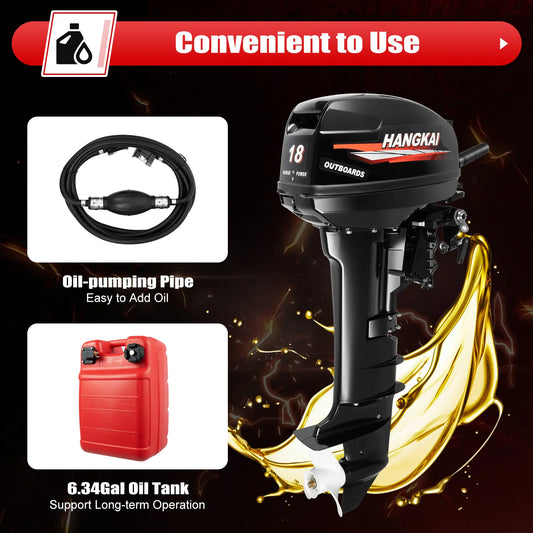 18HP Outboard Motor, 2 Stroke 246CC CDI Ignition System Long Shaft