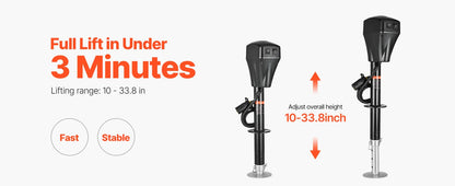SucceBuy 3500/5000Lbs Electric Trailer Jack RV 12V Tongue Jack with 7-pin Connector & Crank Handle 10"-28.3" Lift for Campers