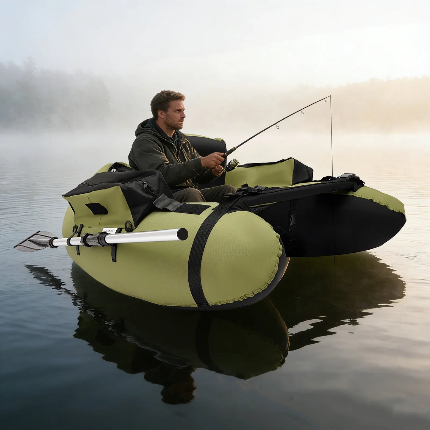 Inflatable Fishing Boat Waterproof Green