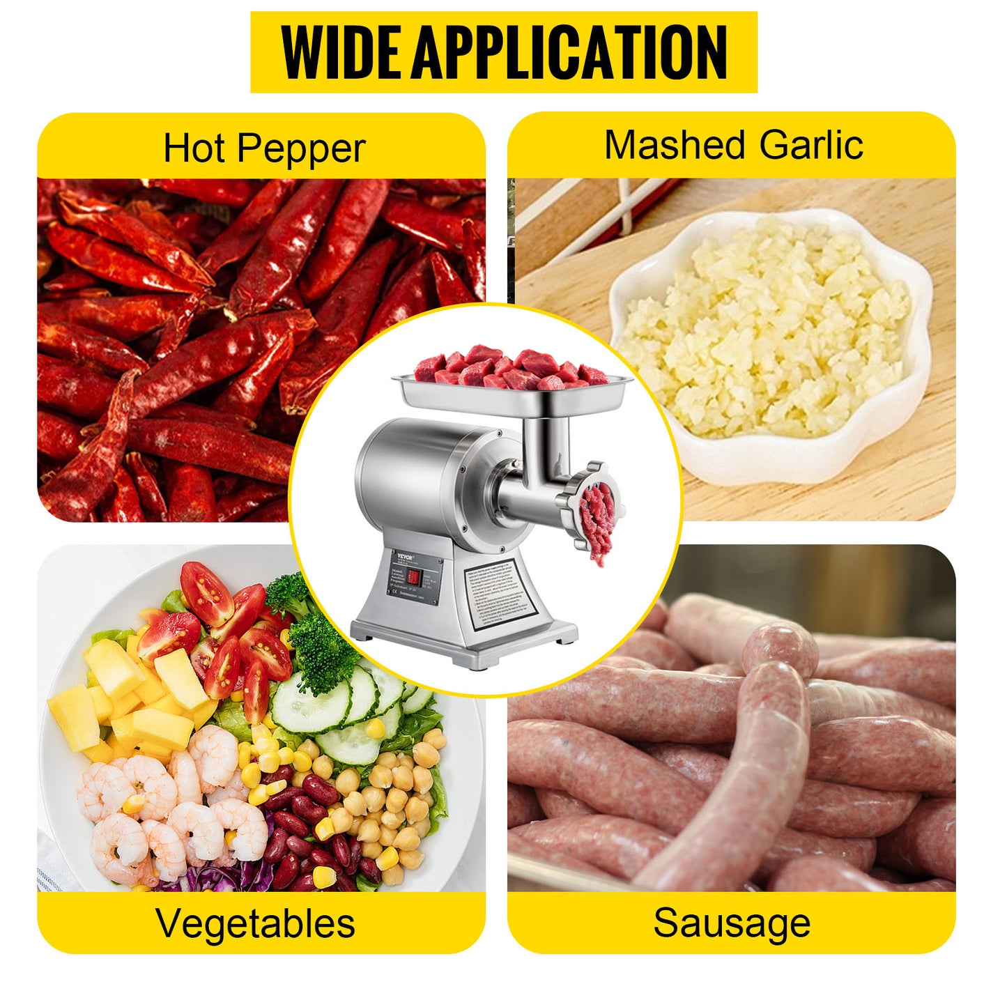 250Kg/H Electric Meat Mincer Grinder Commercial Kitchen  Food Processor Sausage Maker Machine Home Appliance