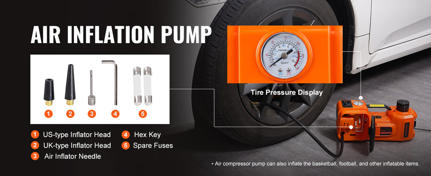 5T Electric Car Jack Hydraulic Car Jack with Built-in Inflatable Pump