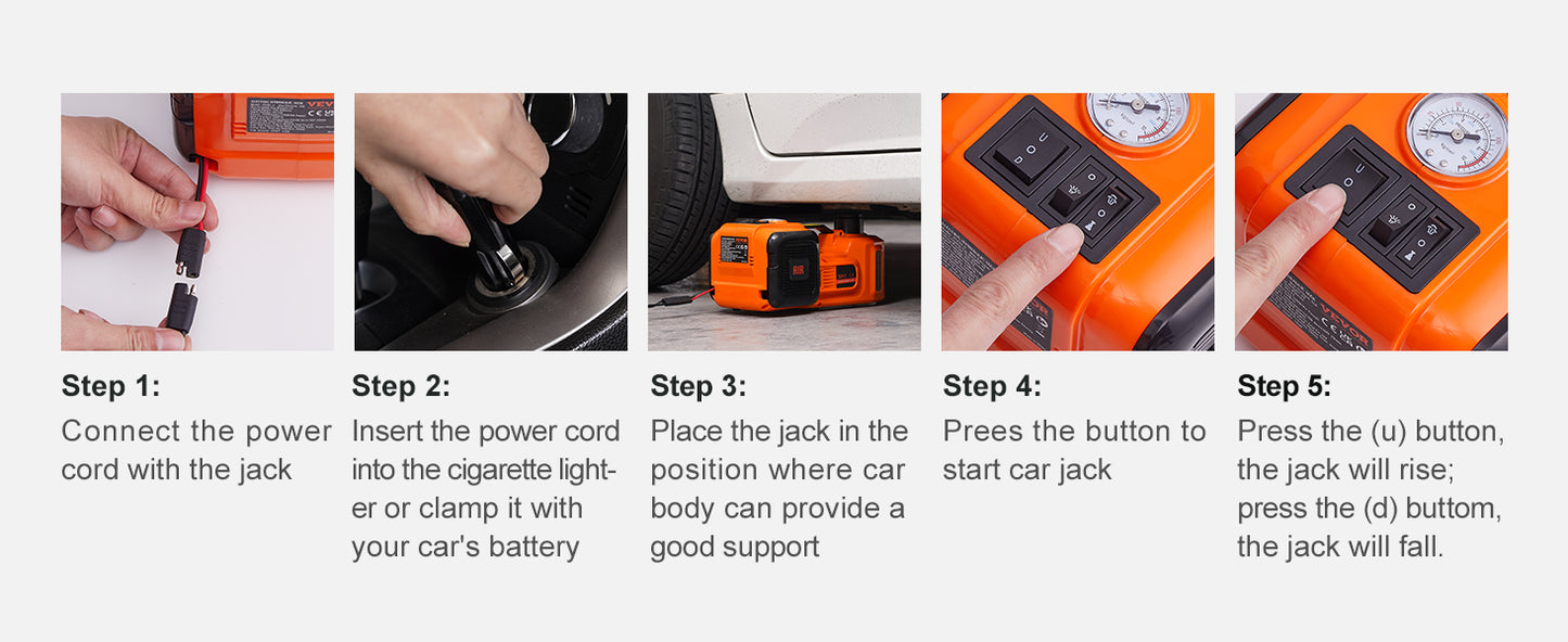 5T Electric Car Jack Hydraulic Car Jack with Built-in Inflatable Pump