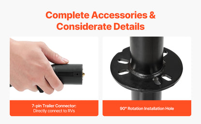 SucceBuy 3500/5000Lbs Electric Trailer Jack RV 12V Tongue Jack with 7-pin Connector & Crank Handle 10"-28.3" Lift for Campers