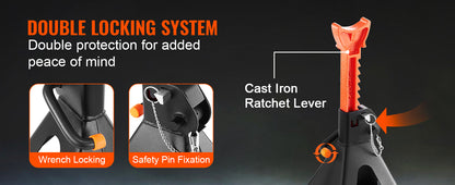 Jack Stands 3/6 Ton Capacity Car Jack Stands