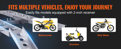 SucceBuy Motorcycle Carrier 2-Bike 600LBS Aluminum Motorcycle Carrier Hitch Mount, Loading Ramp Scooter Dirt Bike Trailer Hauler